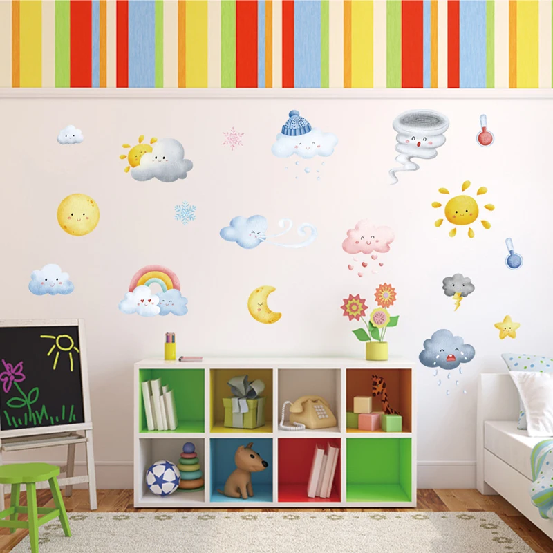 2026 Children's Rooms, Daycare Centers, Room Decoration Wall Stickers, Colorful Creative Cartoon Weather Wall Atickers