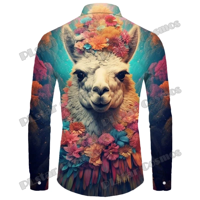 Animal Unicorn & Alpacas 3D Printed Fashion Men's Long Sleeve Button Down Shirts Streetwear Spring Mens Casual Lapel Shirt CXS02