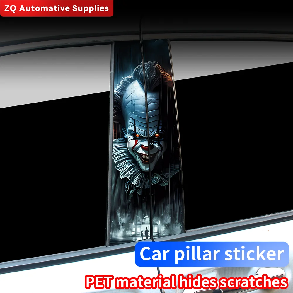 Dark Clown Car Stickers Car B-pillar Decal Waterproof Sticker Auto Center Pillar Sticker Cover Scratches Vehicle Decor Accessory