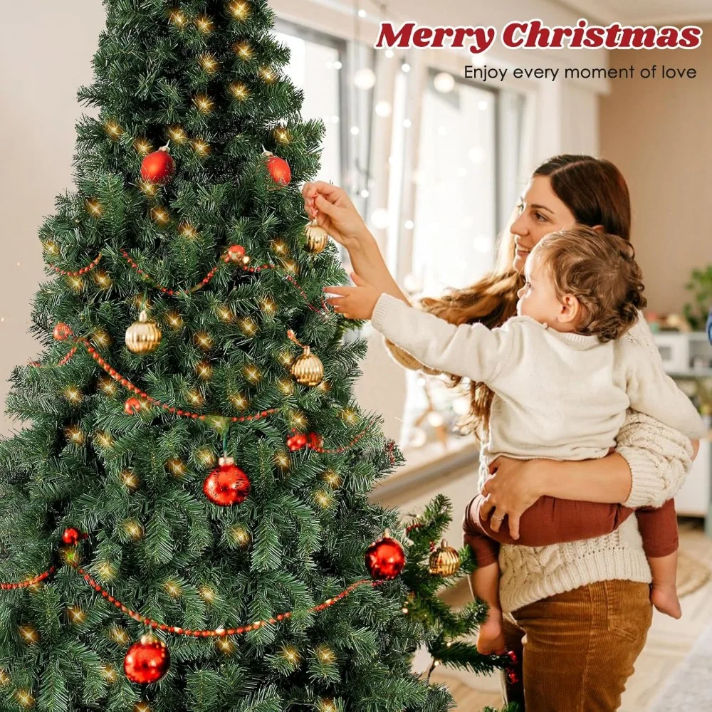 شجرة شجرة شجرة شجرة عيد الميلاد المميزة بطول 9 أقدام - 750 فروع و250 مصباح LED لديكور المنزل والمكتب والحفلات #4