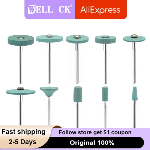 Imagen 1 del producto WellCK-pulidor Dental de cerámica, cabezal de molienda de diamante, piedra, Zirconia, cerámica, amoladora de coronas Emax, fresas de pulido rápido, 5 uds.