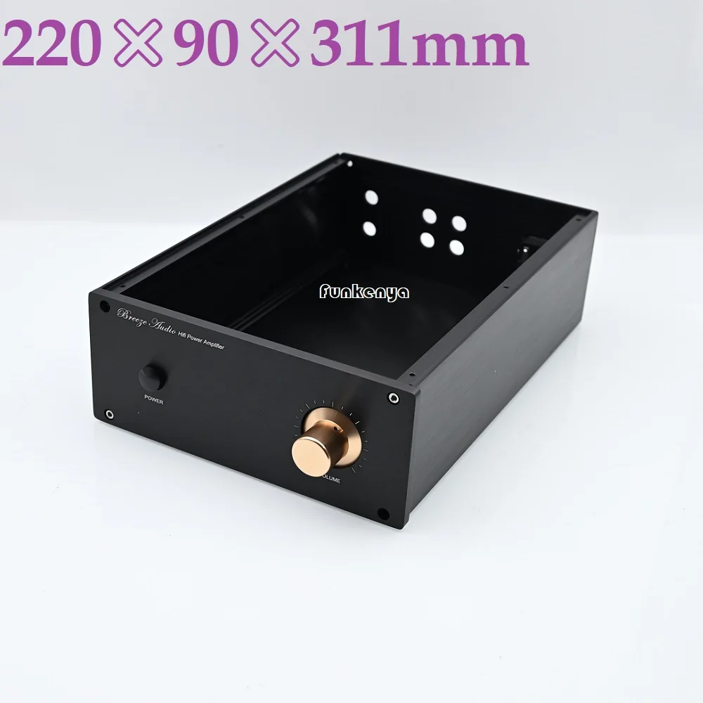 220x90x310mm DIY Knob Power Amplifier Chassis Aluminum Audio Preamplifier Amp Headphone Shell Hi End DAC Enclosure Preamp Case