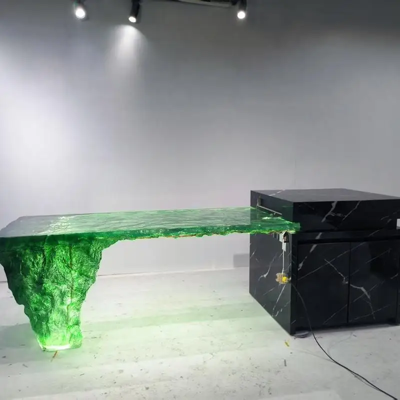 *River Dining Table Epoxy Resin Slab Custom Luxury Artificial Crystal Marble Kitchen Island Bar Countertop Vanity Top Backlit