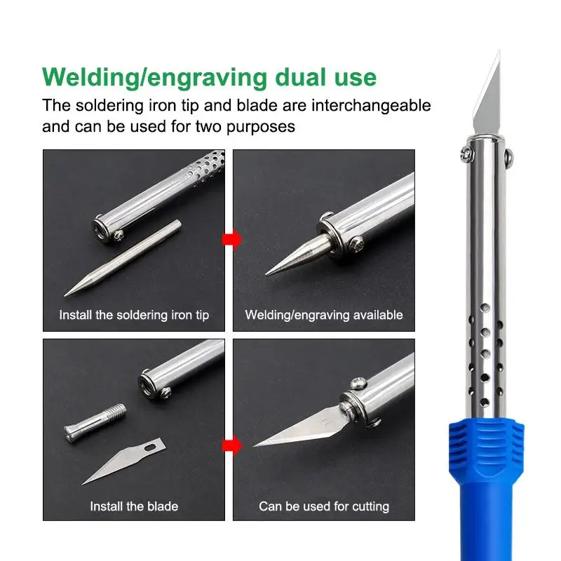 1/3/9/10Pcs Electric Hot Knife Cutter Kit With Soldering Iron For Carving Plastic Vinyl US EU Plug Multipurpose Diy Tool Set
