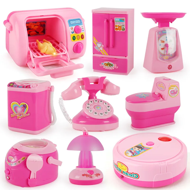 Mini appareils de cuisine simulés pour enfants, machine à laver, cuiseur à riz, jouets pour filles, jouets de simulation, cadeaux d'anniversaire pour enfants