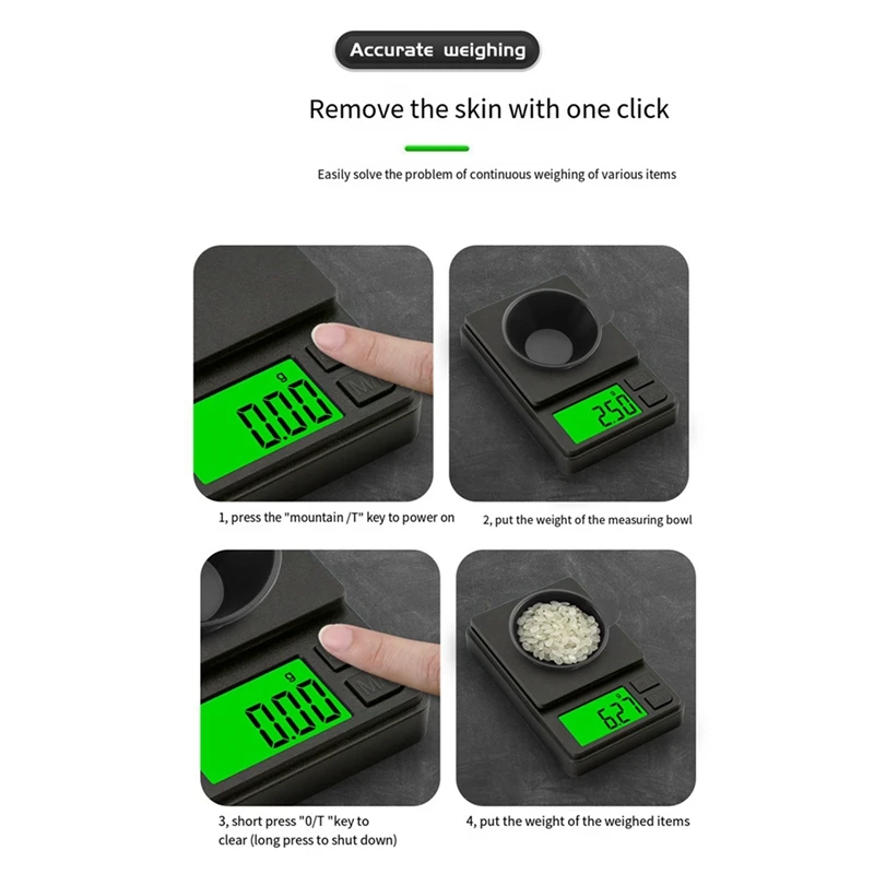 1 PCS Mini Jewelry Scale 0.01 Electronic Scale Jewelry Scale Black High Precision Digital Pocket Scale 7 Unit Tare Weight