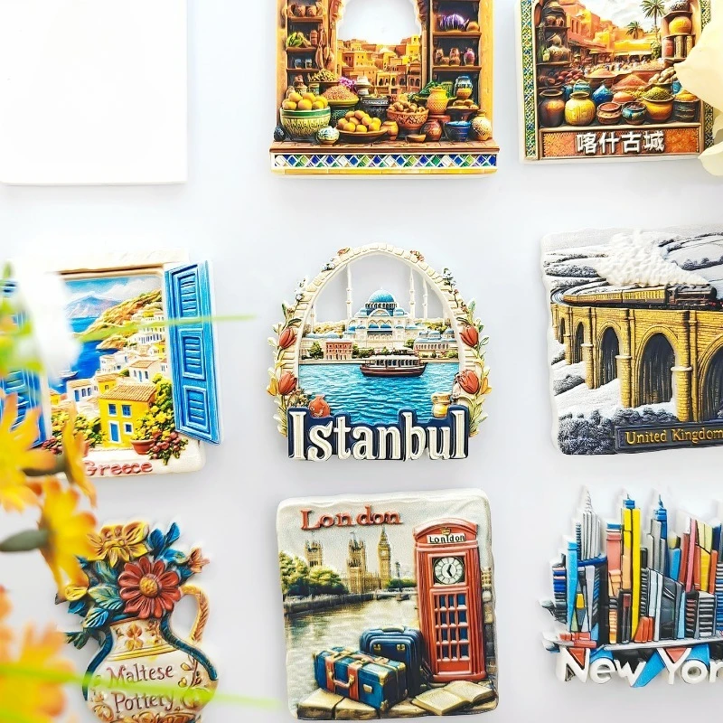 مغناطيس الثلاجة اسطنبول - تذكار سفر تركي ثلاثي الأبعاد ديكور أفق البوسفور هدية فريدة من نوعها في آسيا وأوروبا مع مغناطيس قوي #2