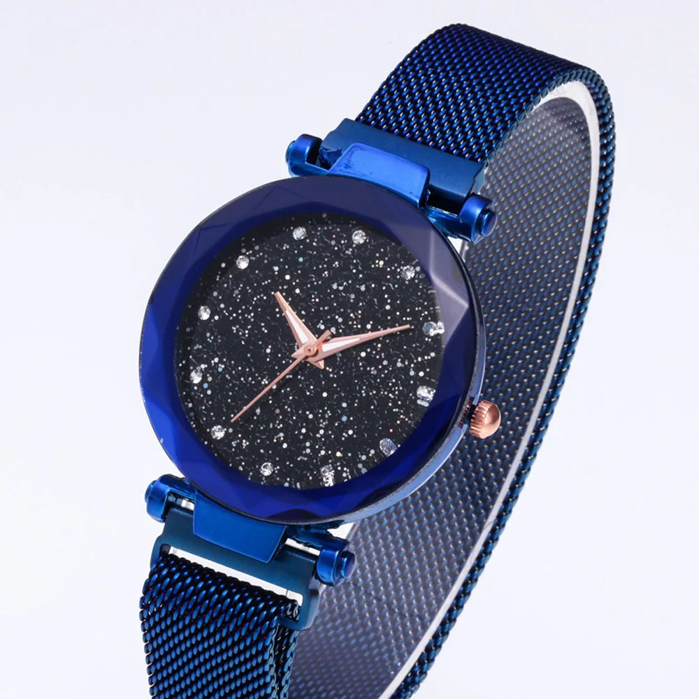 Luxury Magnetic Starry Sky Watch for Women Crystal Analog Quartz Wristwatches Ladies  For Gift Clock