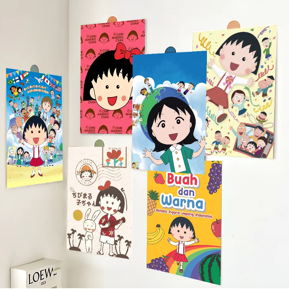 C-Chibimaruko Chan Movie Sticky Posters Whitepaper Sticker DIY Room Bar Cafe Posters Wall Stickers