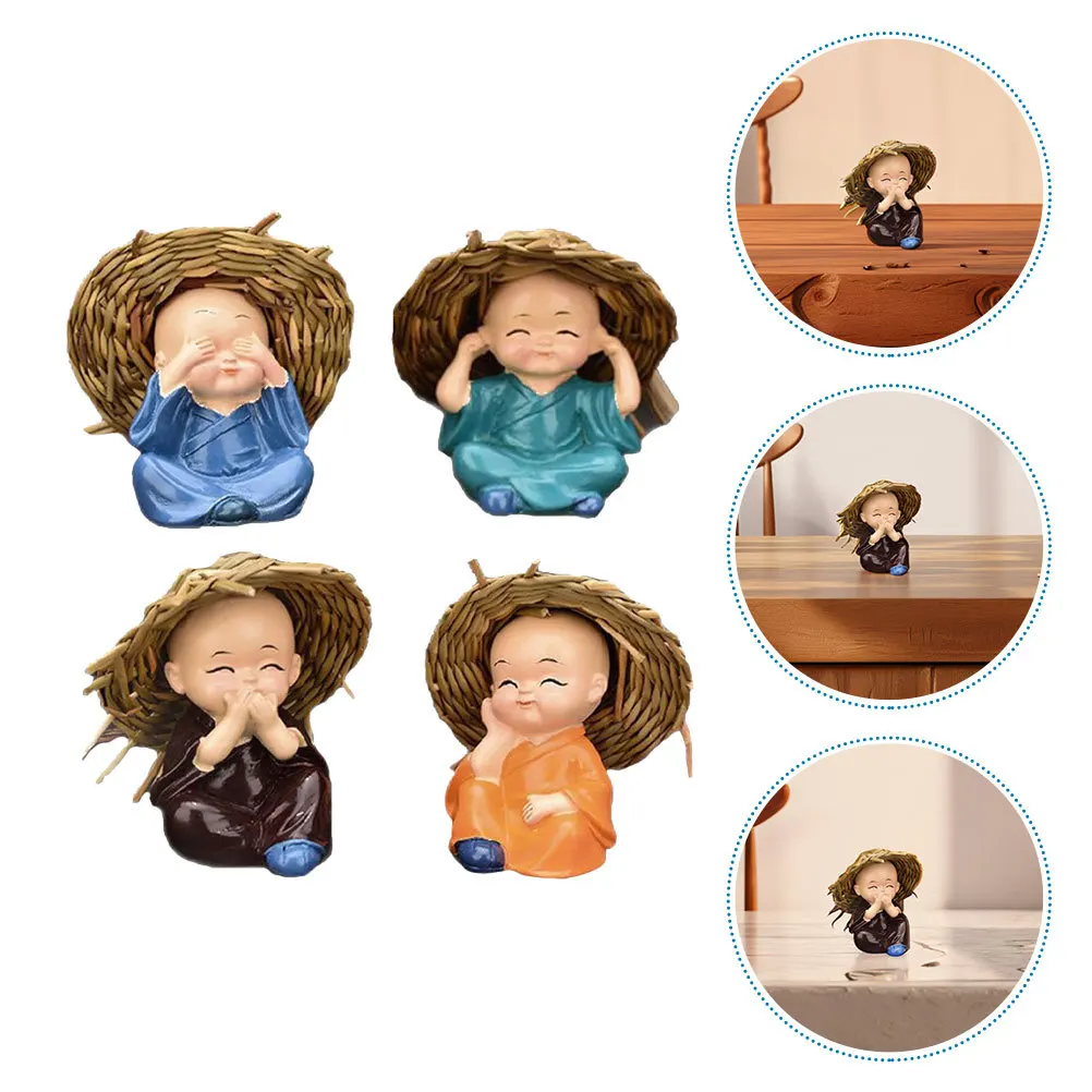 

8Pcs Car Dashboard Buddha Monk Statues Resin 2.55 Inch Mini Buddha Figures Aromatherapy Car Decor Cute Interior Ornament