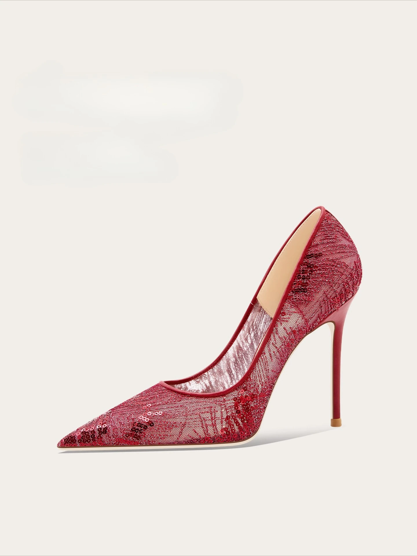 

Spring and Autumn New Women's High Heels, Pointed Thin Heels, Sequined Mesh Lace Fashion Wedding Women's Shoes