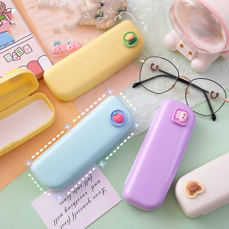 Candy Color Simple Cute Cartoon Sunglasses Storage Box Portable Myopia Glasses Case For Girls Eyewear Accessories