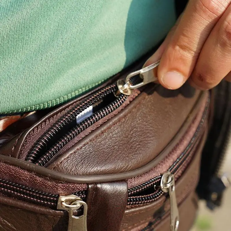Herren-Gürteltasche aus PU-Leder, Hüfttasche, Kunstleder-Bauchtasche, modische, luxuriöse kleine Umhängetasche für Männer – Detail 6