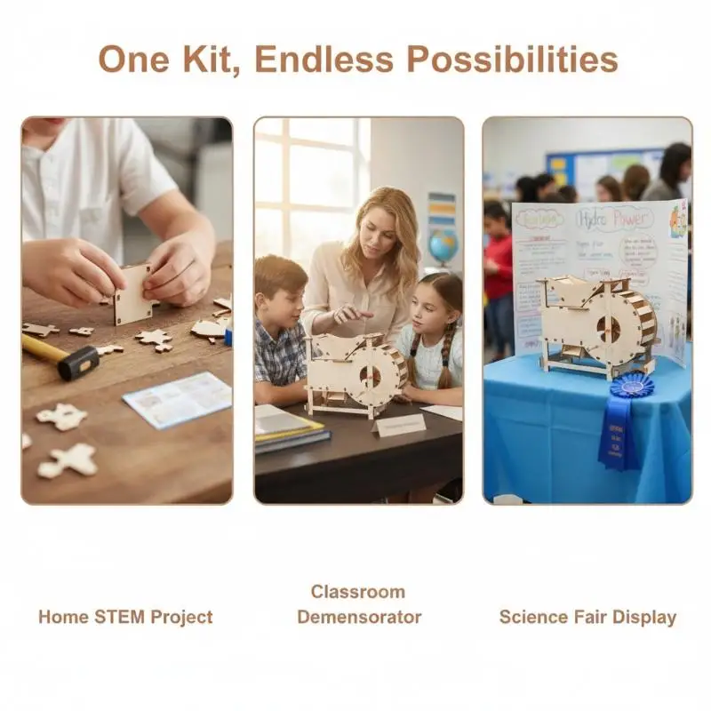 New！1 Set Wooden Winnowing Machine DIY Science Experiment Physical Model STEM Kit Handmade Assembly Craft Kids Educational Toy