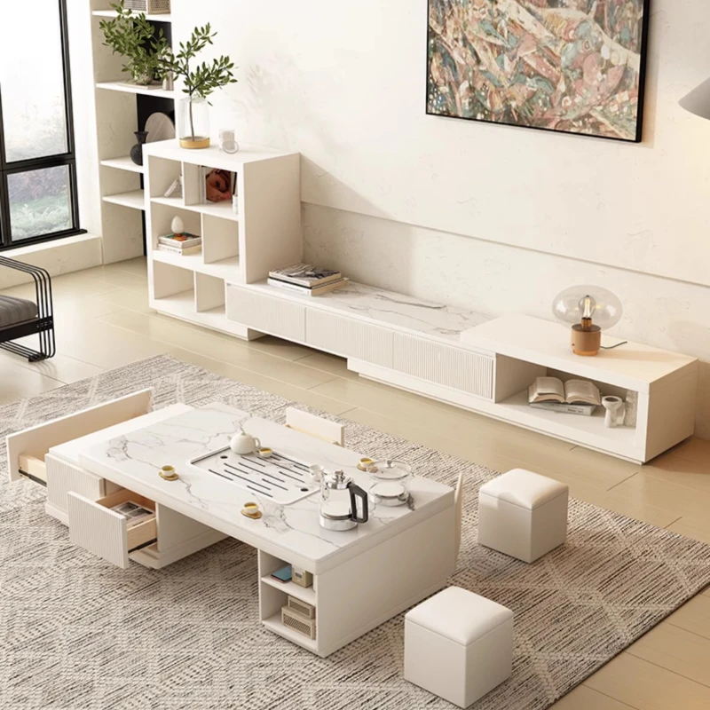 Extendable Nordic Coffee Table Storage Hardcover White Modern Coffee Table Design Floor Tavolino Da Salotto Home Furniture