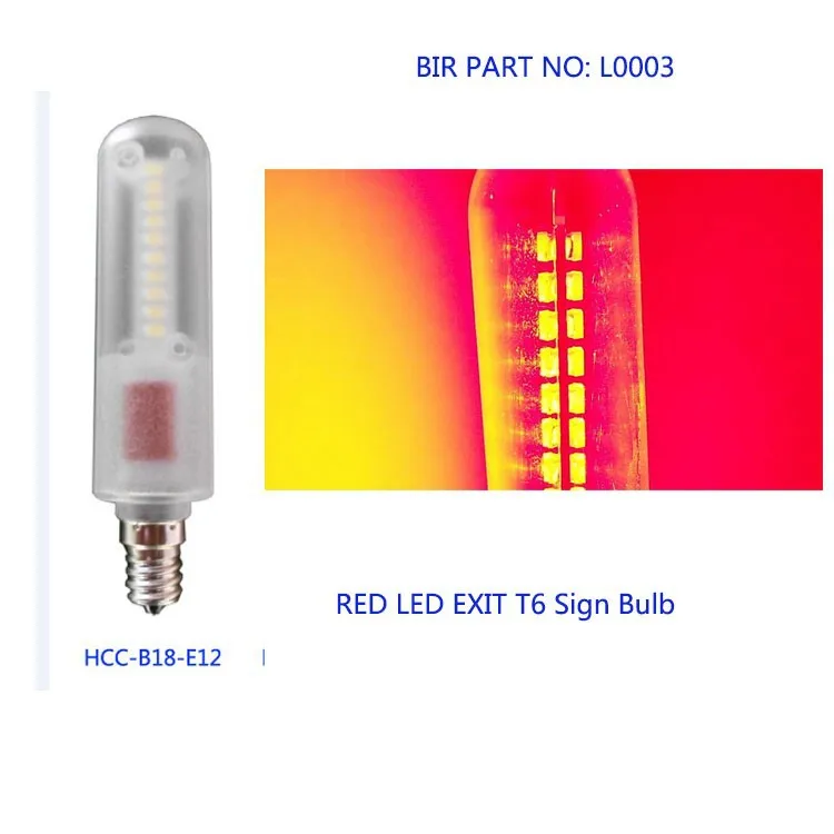 2pcs/lot Red/white... 0.6W E12 Emergency Exit Sign Led Bulb Light T6 E12 Candelabra Safety Door Indicator Bulbs Canada Usa Japan