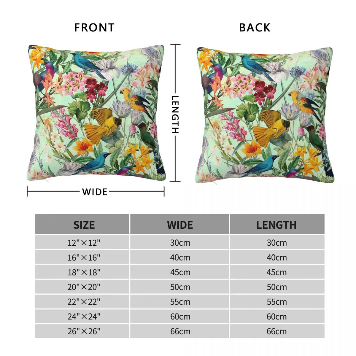 Tropical Paradise Floral Square Pillowcase Polyester Linen Velvet Creative Zip Decorative Sofa Seater Cushion Cover