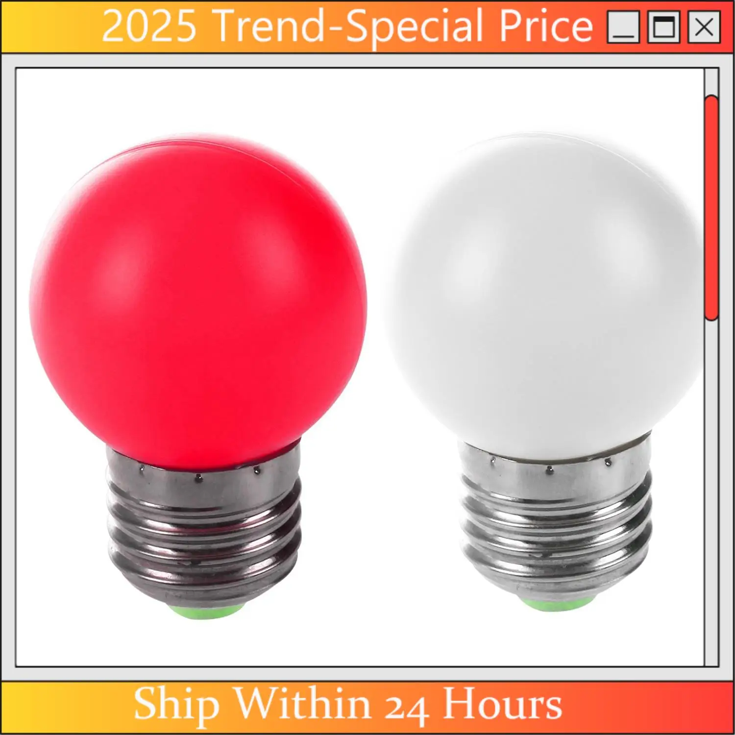 AA64 2Pcs E27 LED Light White Bulb Plastic Bulb 0.5W Power - White & Red
