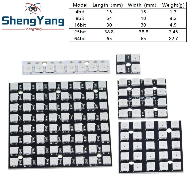 4 8 12 16 channel WS2812 WS2812B WS 2811 5050 RGB LED Lamp Panel Module 5V 1Bit 4Bit 8Bit 12Bit 16Bit 24Bit Rainbow LED Precise image 2