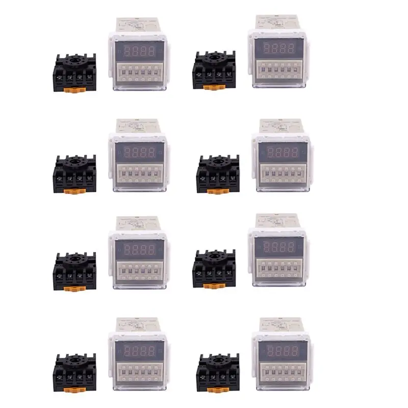 8X AC 220V 5A Programmable Double Delay Relay Device Tool DH48S-S