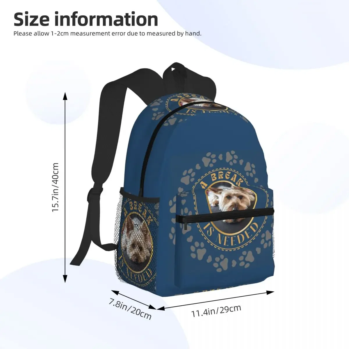 A Break Is Needed Yorkshire Terrier Student Backpack School Bag Hiking Travel Daypack for Boy Girl Fashion Bookbag Shoulder Bags