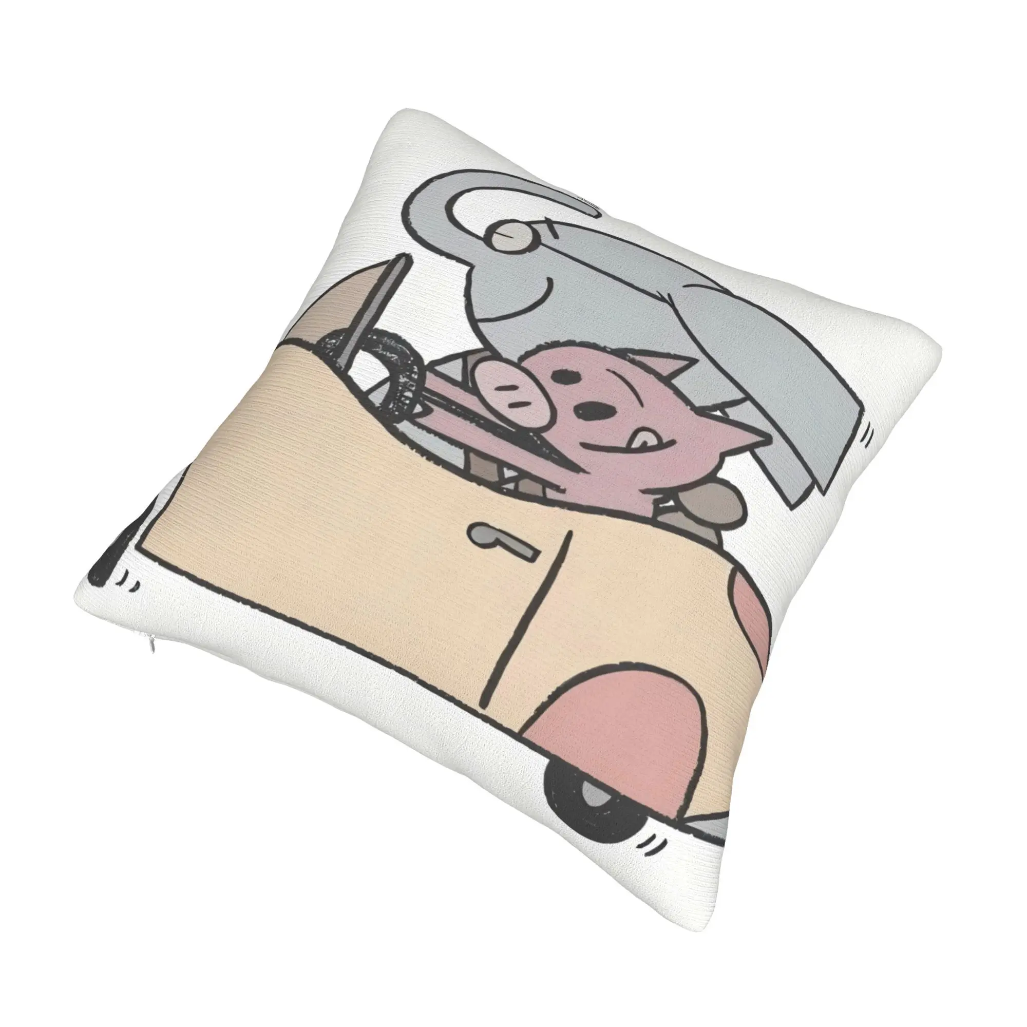 Elephant and Piggie Soft Decorative Pillowcase, Suitable for Sofa, Living Room, Bedroom, Office, Bedroom Decor, Romantic Design, with Zipper, High-Quality Fabric