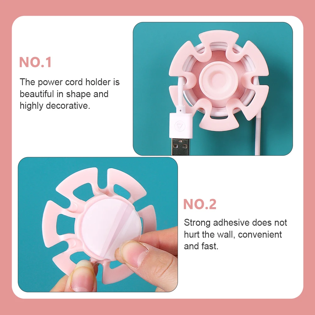 

6pcs Cable Soft Portable Desk Travel Holder Pink USB Management Tiny Cord Keeper Wire Table Cord Holders Manager