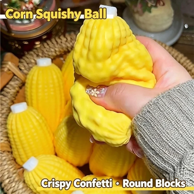 Corn Pudding Squishy Squeeze Toy TPR Outer Skin Slow Rebound Building Block Filler Crunch Sound Office Relax Stress Relief Ball
