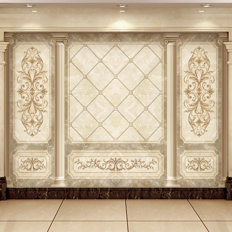 3D Marble Wall Mural Custom European Retro Art Wallpaper Luxury Background Wall for Living Room TV Sofa Bedroom Home Decor