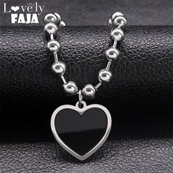 Punk Goth Egirl Black Heart Necklace for Women Korean Stainless Steel Kpop Y2K Clavicle Chain Choker Necklaces Jewelry