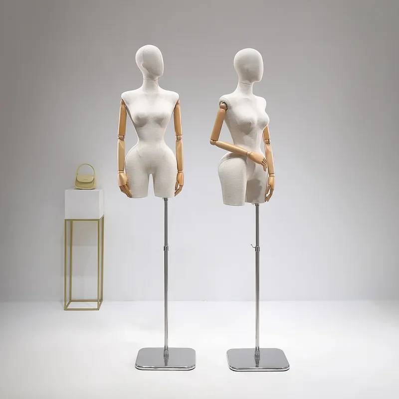 New Large Size Female Half Body Bamboo Hemp Mannequin Prop for Clothing Store Display Dummy Table for Women's Clothing