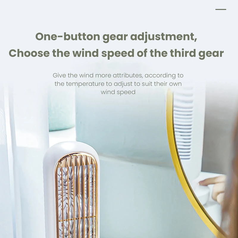 TKOH-New Stand Mini USB Fan Battery Rechargeable Tower Table Fan Type-C Portable Desktop Air Cooler For Home Study Camping