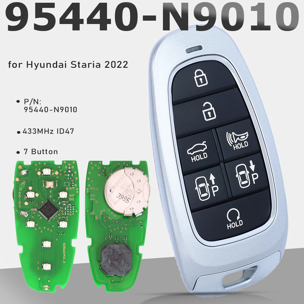 

KEYECU 95440-N9010 для Hyundai Staria 2022, умный дистанционный ключ, 7 кнопок, 433 МГц, 47 чипов без ключа Go