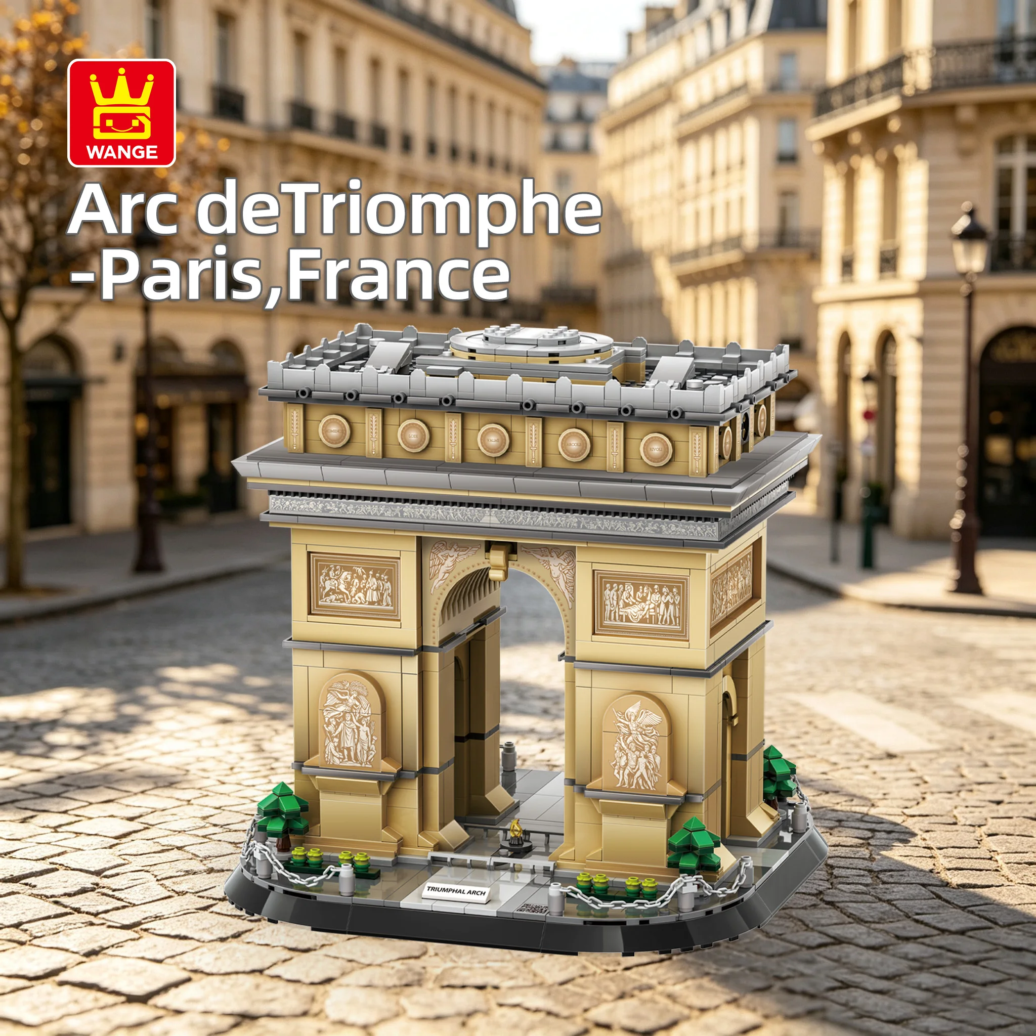 WANGE 5223 Paris Arc de Triomphe 1377PCS Building Blocks Set, French Architecture Model Kit, Collectible Desk Decor Gift