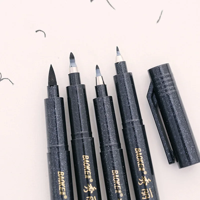 4Pcs Baoke Calligraphy Pen Sketching Beautiful Pen Soft Brush,Writing Engraving Marking Painting Pen,Black Ink Pen Art Marking