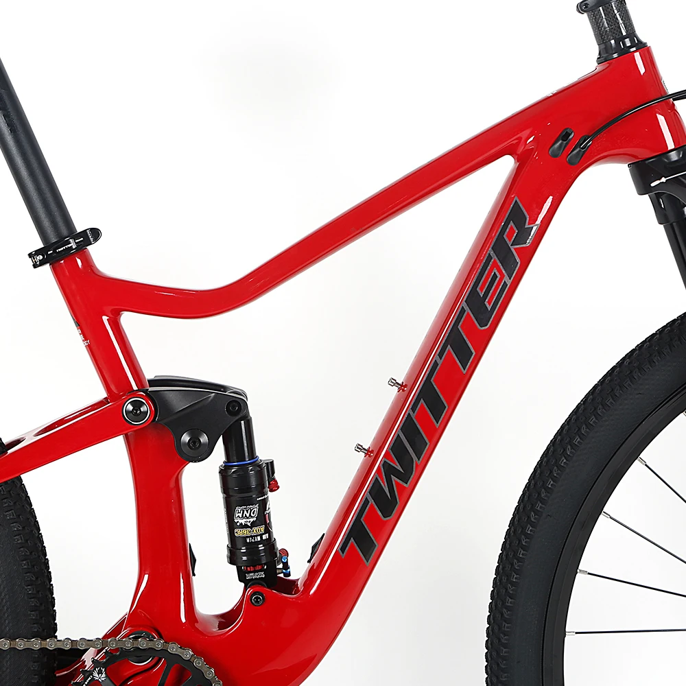 *TWITTER Dual Carbon Suspension Mountain Bike Full Suspension 12 Speed MTB Bikes with DNM Air Shock Absorders for Men