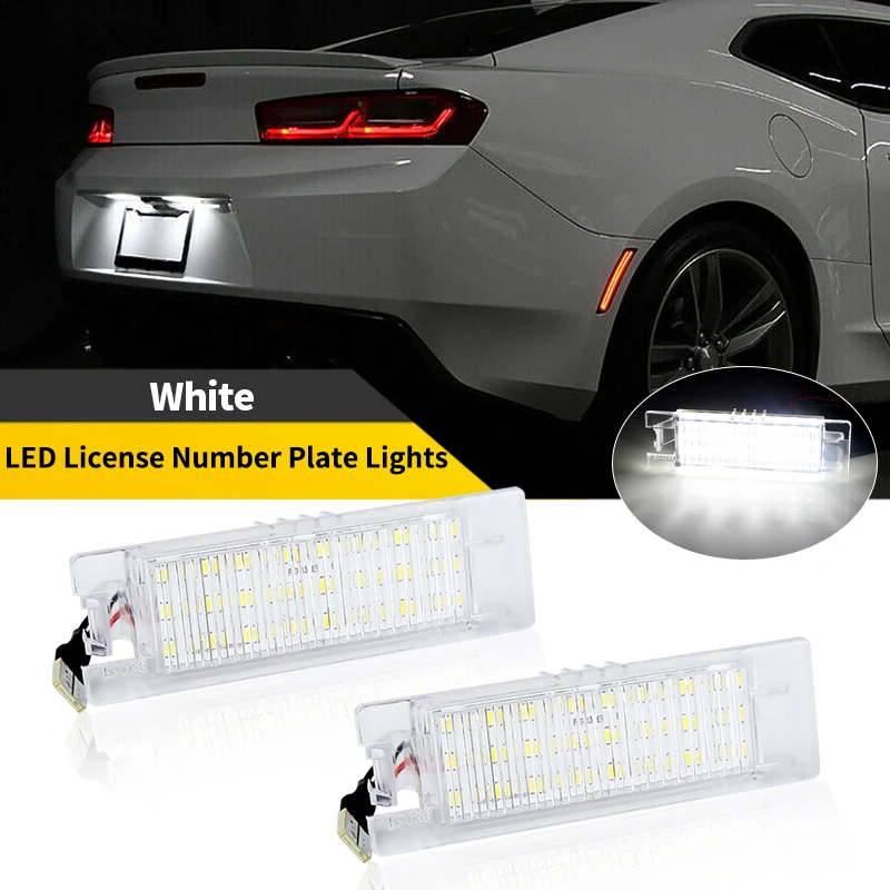 2PCS For Chevrolet Camaro Malibu Limited Volt Cruze Hatchback Fiat 500L 199 Punto 188 White Led License Number Plate Light Lamp