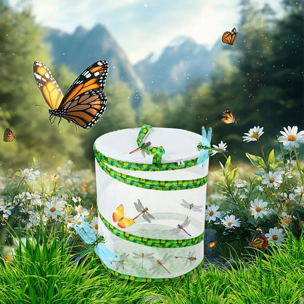 DT81 Butterfly Growing Kit - Foldable Butterfly Habitat Cage - 13.8x12Inch Tall - Clear Mesh Enclosure Terrarium