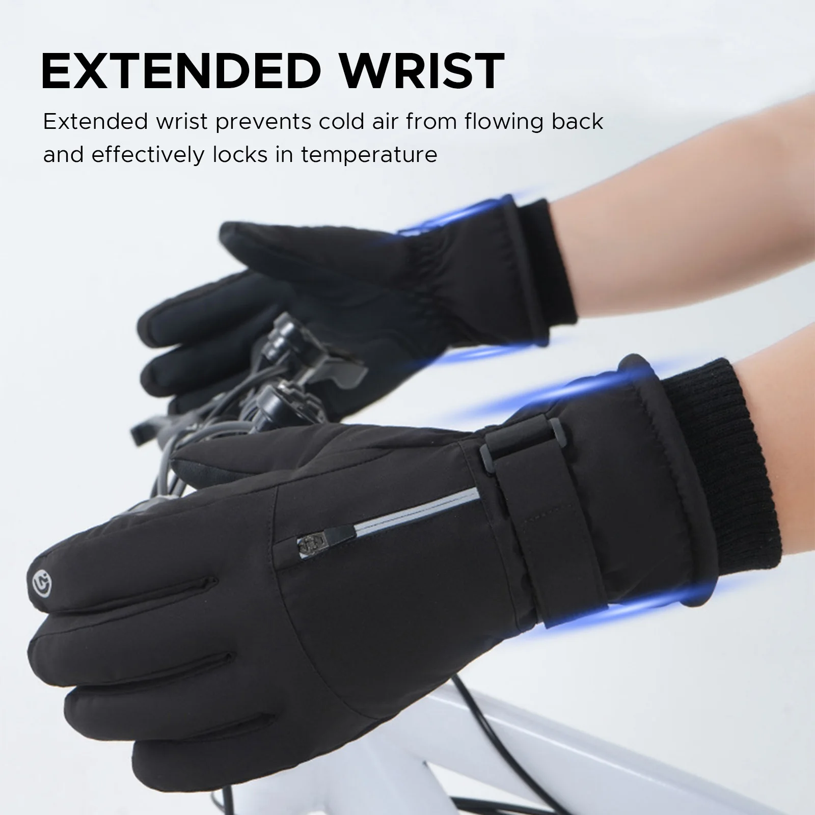 Guanti da sci invernali Guanti da snowboard touchscreen antiscivolo impermeabili caldi con tasca portaoggetti con cerniera per sport invernali all'aria aperta