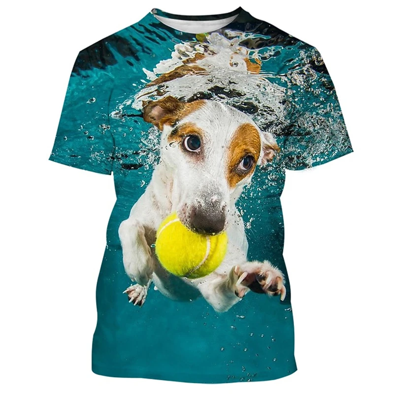 Funny Jack Russell Terrier T-shirts For Men Fashion Summer Crew Neck Cute Dog 3D Printed Womens T Shirts Casual Oversized Tees