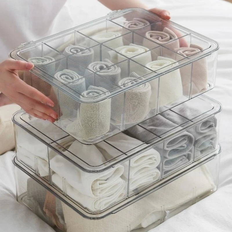 Transparent Underwear Storage Box Drawer Organizers Plastic Container For Cabinet Bedroom Room Clothes Wardrobe Closet Home