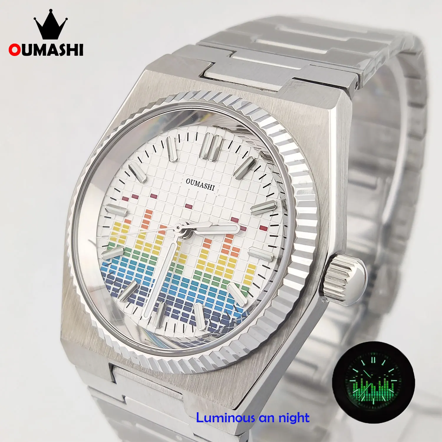 OUMASHI-42mm NH35 Watch Fashion Trend Personality Music dial Luminous waterproof sapphire glass mechanical men's watch