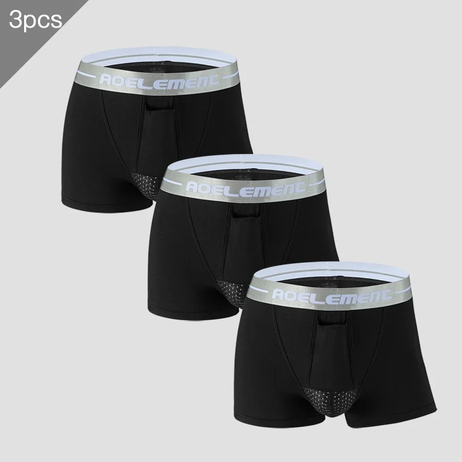 

3-Pack Men's Modal Separate Pouch Boxer Briefs with Scrotal Support, U-Convex Design, Breathable & Healthy