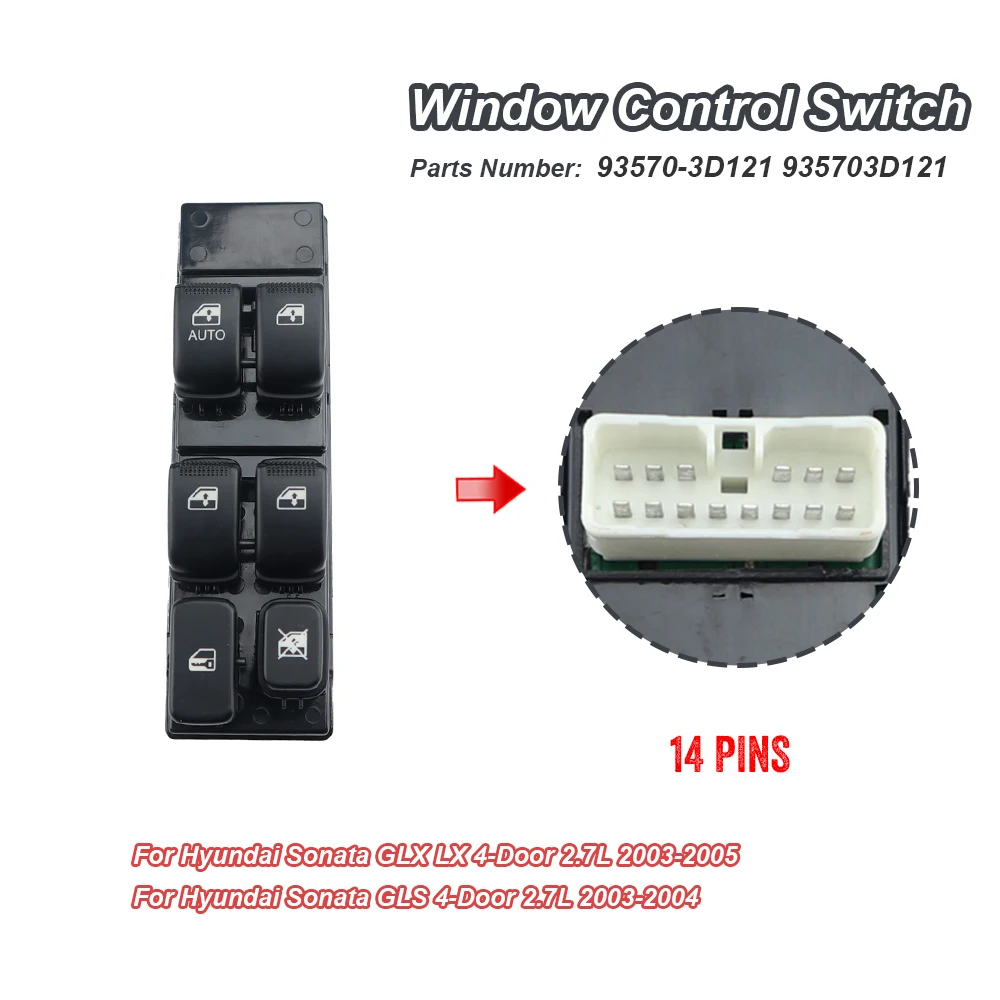 

93570-3D121 New Power Window Control Switch Window Lifter Switch Button Front Left For Hyundai Sonata 2003 2004 935703D121