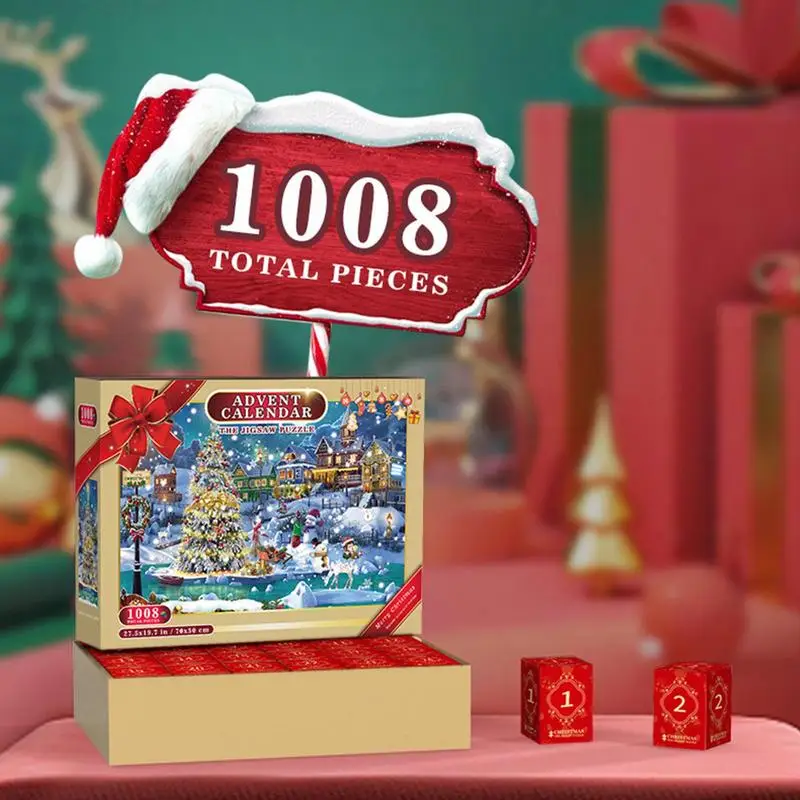 24 Days Christmas Countdown Calendar Jigsaw Puzzles Set 1008 Pieces Christmas Puzzles Advent Calendar Gift Box For Kids Adults