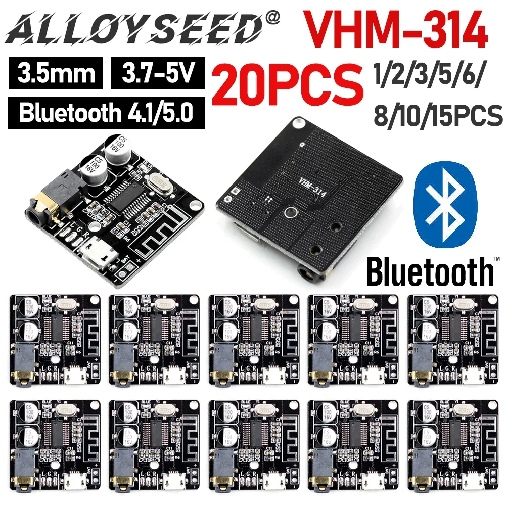 20-1pc VHM-314 Audio Receiver Board Bluetooth 4.1/5.0 MP3 Lossless Decoder Board WiFi Stereo Music Module 3.7-5V 3.5mm Audio Aux