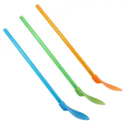 5Pcs 2 in 1 Plastic Spoon Straws Stirring Spoon Detachable Long Handle Ice Cream Spoon Reusable Milkshake Straws Party