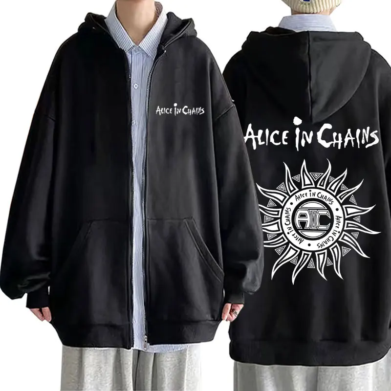 

Rock Band Alice in Chains Zipper Hoodie Men Women Gothic Punk Cool Streetwear Male Fashion Vintage Oversized Zip Up Jacket Coat