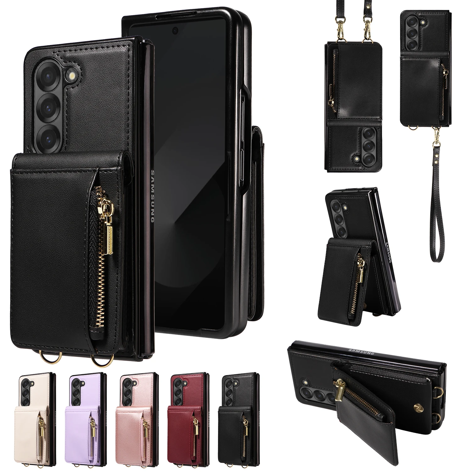 

CAESBON Leather Wallet Phone Case Phone Cover For Galaxy Z Fold 6 Galaxy Z Flip 6 Galaxy Z Flip 5 Galaxy Z Fold 5 Organ Case 001