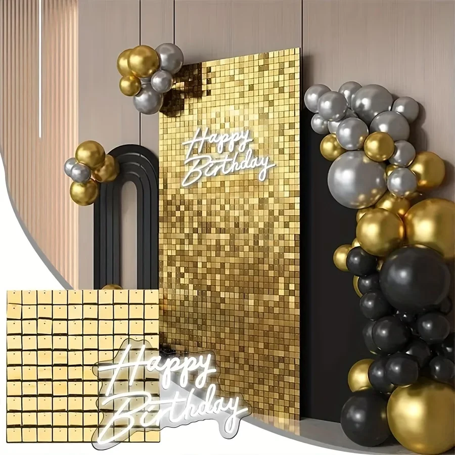 

18 Panel Shimmer Wall Backdrop Suitable for Birthdays, Weddings, Bachelorette Parties, Halloween And Christmas Events & Party